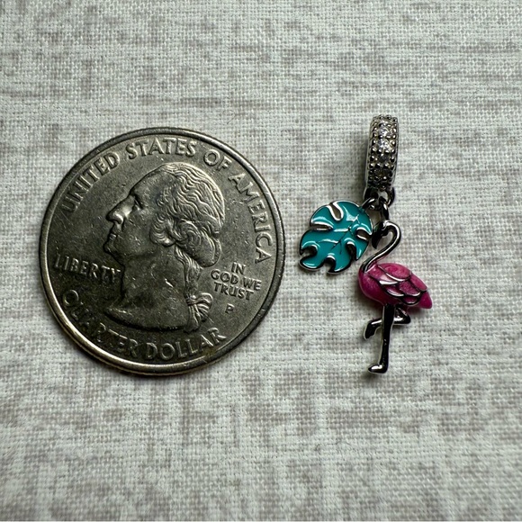 NWT S925 Tropical Flamingo Charm With CZ Accents🦩 Fits Pandora & DIY Jewelry - Picture 5 of 5